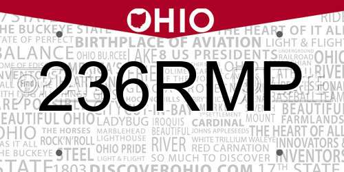 236RMP Ohio License Plate