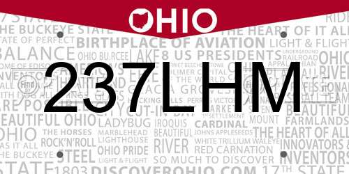 237LHM Ohio License Plate