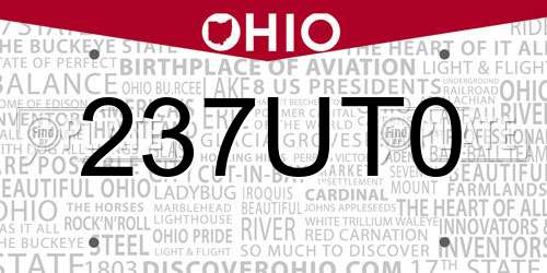 237UT0 Ohio License Plate
