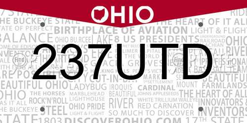 237UTD Ohio License Plate