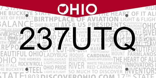 237UTQ Ohio License Plate