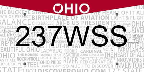 237WSS Ohio License Plate