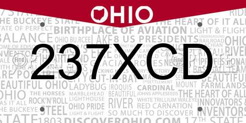 237XCD Ohio License Plate