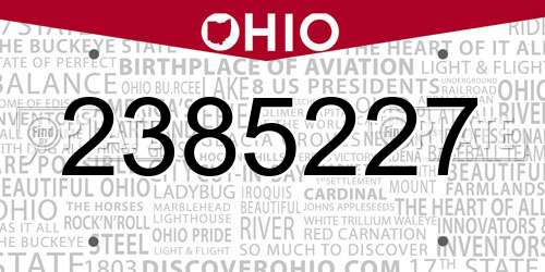 2385227 Ohio License Plate