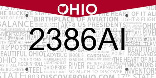 2386AI Ohio License Plate