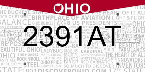 2391AT Ohio License Plate