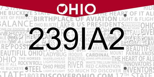 239IA2 Ohio License Plate