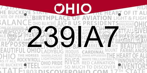 239IA7 Ohio License Plate