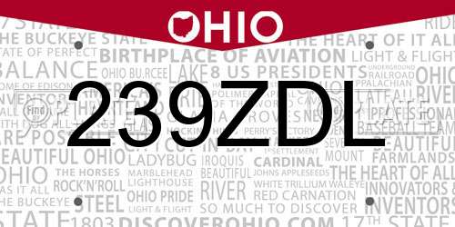 239ZDL Ohio License Plate