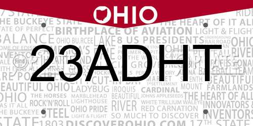 23ADHT Ohio License Plate