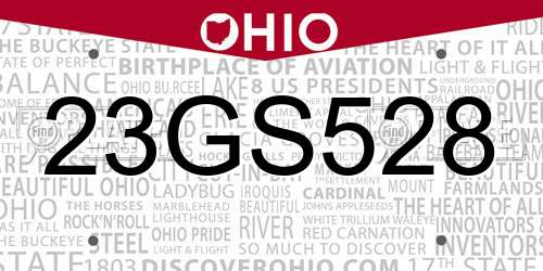 23GS528 Ohio License Plate
