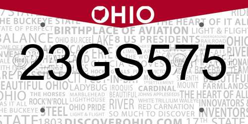 23GS575 Ohio License Plate