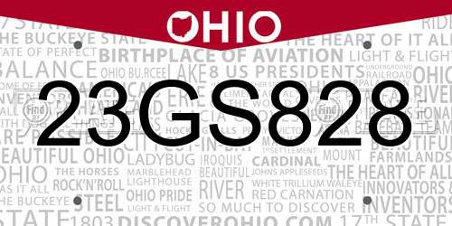 23GS828 Ohio License Plate