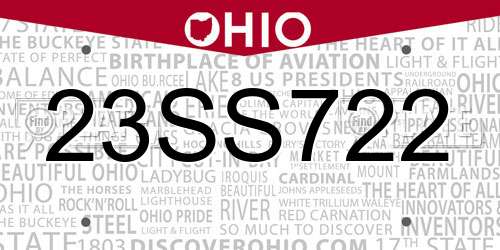 23SS722 Ohio License Plate