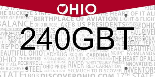 240GBT Ohio License Plate