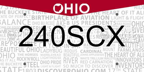 240SCX Ohio License Plate