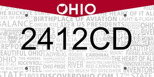 2412CD Ohio License Plate