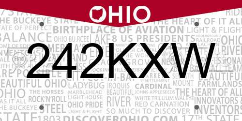 242KXW Ohio License Plate