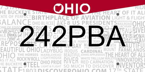 242PBA Ohio License Plate