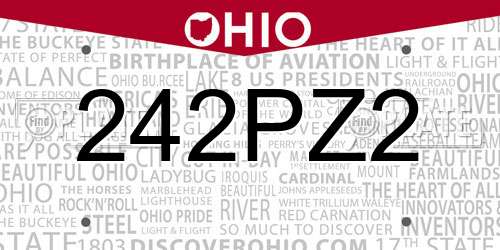 242PZ2 Ohio License Plate