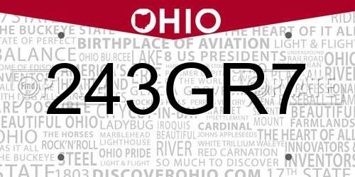 243GR7 Ohio License Plate
