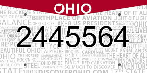 2445564 Ohio License Plate