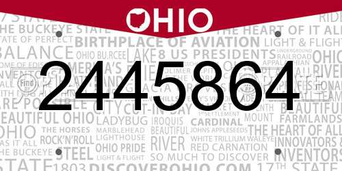 2445864 Ohio License Plate