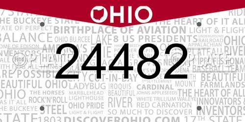 24482 Ohio License Plate