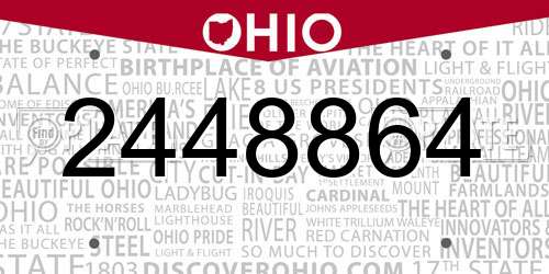 2448864 Ohio License Plate