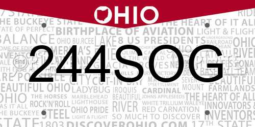 244SOG Ohio License Plate