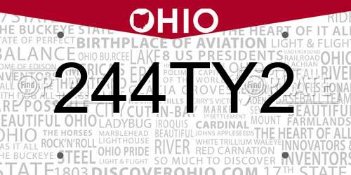 244TY2 Ohio License Plate