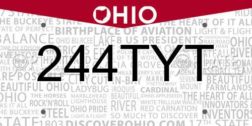 244TYT Ohio License Plate