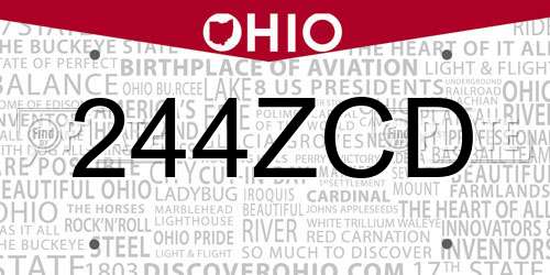 244ZCD Ohio License Plate