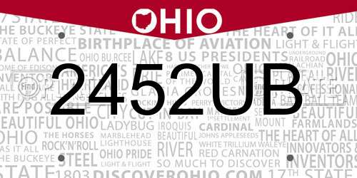 2452UB Ohio License Plate