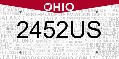 2452US Ohio License Plate