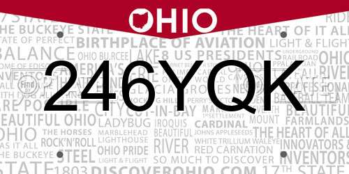 246YQK Ohio License Plate