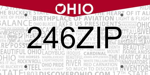 246ZIP Ohio License Plate