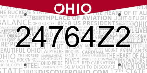 24764Z2 Ohio License Plate