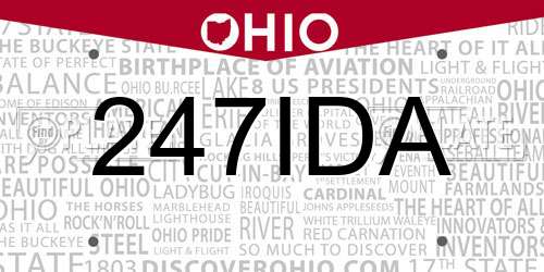 247IDA Ohio License Plate