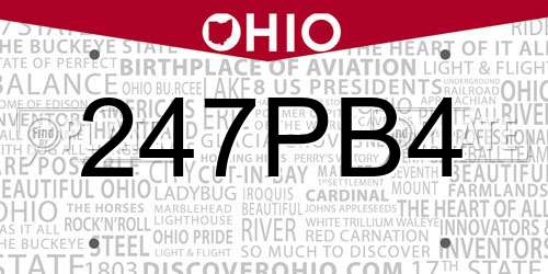 247PB4 Ohio License Plate