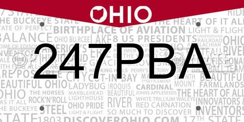 247PBA Ohio License Plate