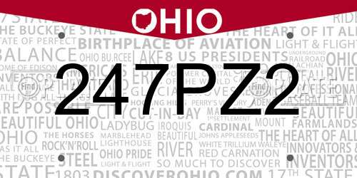 247PZ2 Ohio License Plate