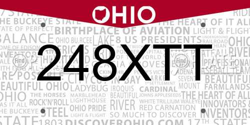 248XTT Ohio License Plate
