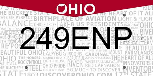 249ENP Ohio License Plate