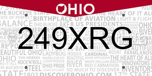 249XRG Ohio License Plate