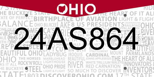 24AS864 Ohio License Plate