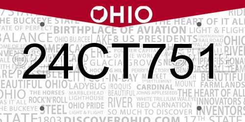 24CT751 Ohio License Plate