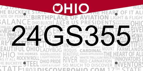 24GS355 Ohio License Plate