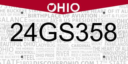 24GS358 Ohio License Plate