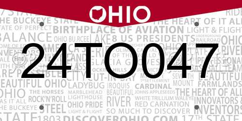 24TO047 Ohio License Plate
